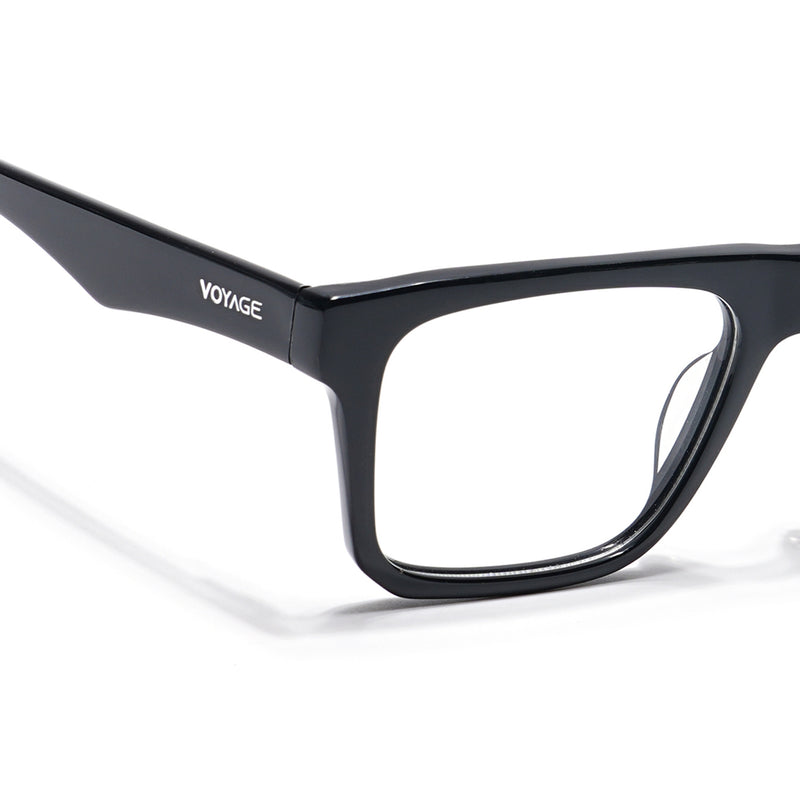 Voyage Glaze Shine Black Square Acetate Eyeglasses for Men & Women (7059SLMG6417-C1)