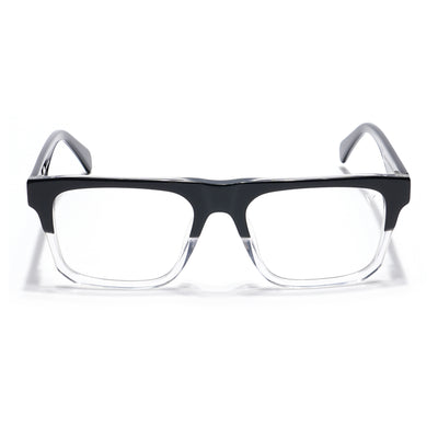 Voyage Glaze Black & Transparent Square Acetate Eyeglasses for Men & Women (7059SLMG6418-C2)