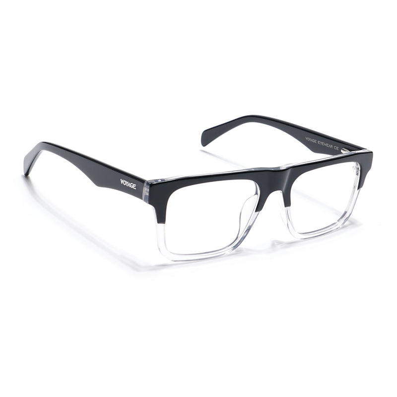 Voyage Visionary Select Black & Transparent Square Eyeglasses for Men & Women (7059SLMG6418-C2)