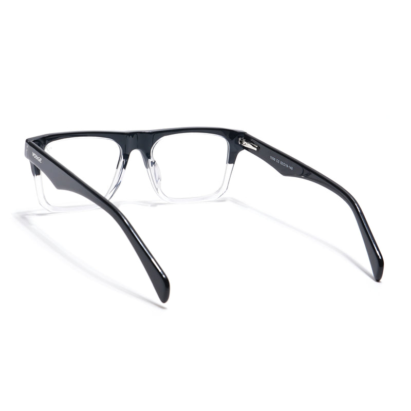 Voyage Glaze Black & Transparent Square Acetate Eyeglasses for Men & Women (7059SLMG6418-C2)