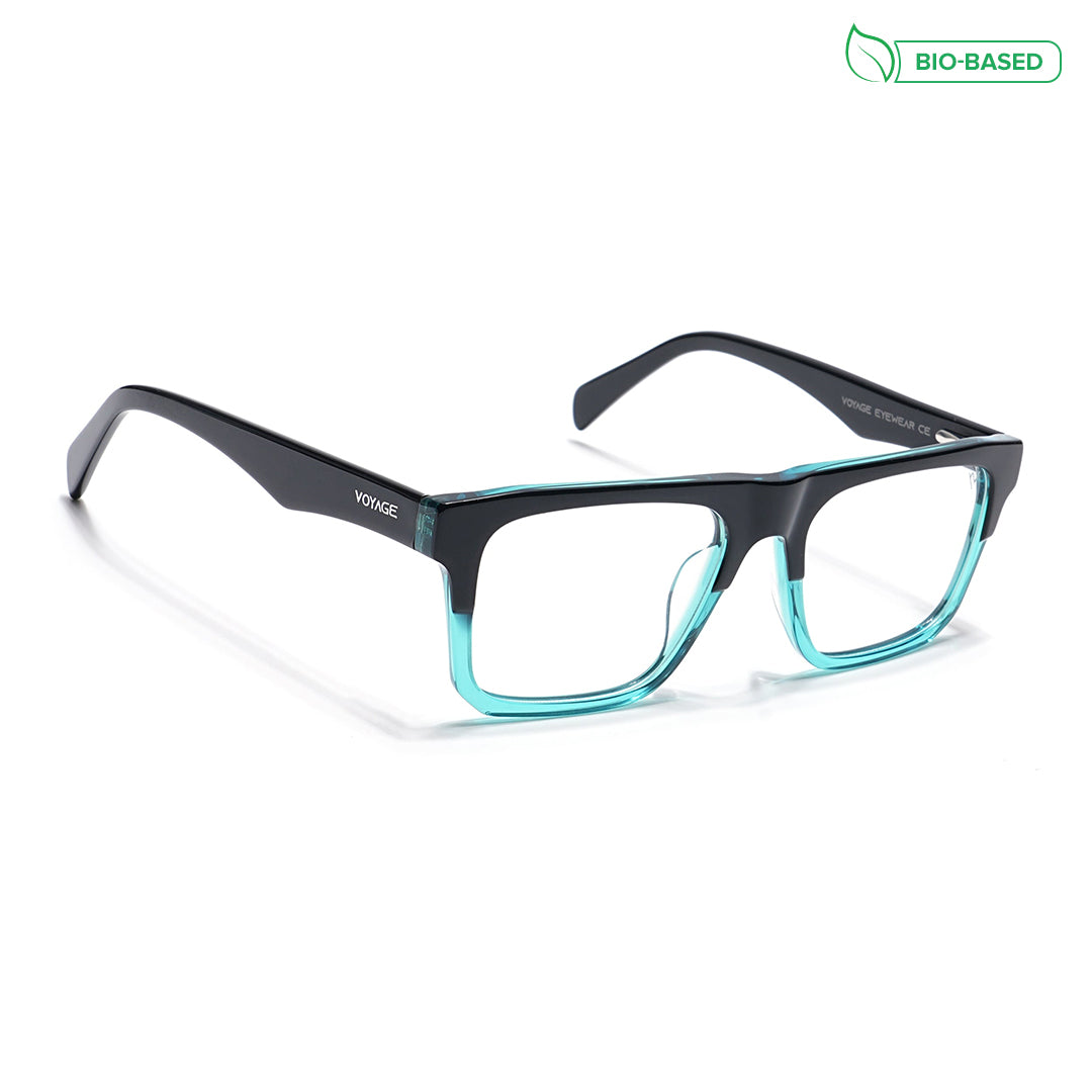 Voyage Glaze Black & Green Square Acetate Eyeglasses for Men & Women (7059SLMG6420-C4)