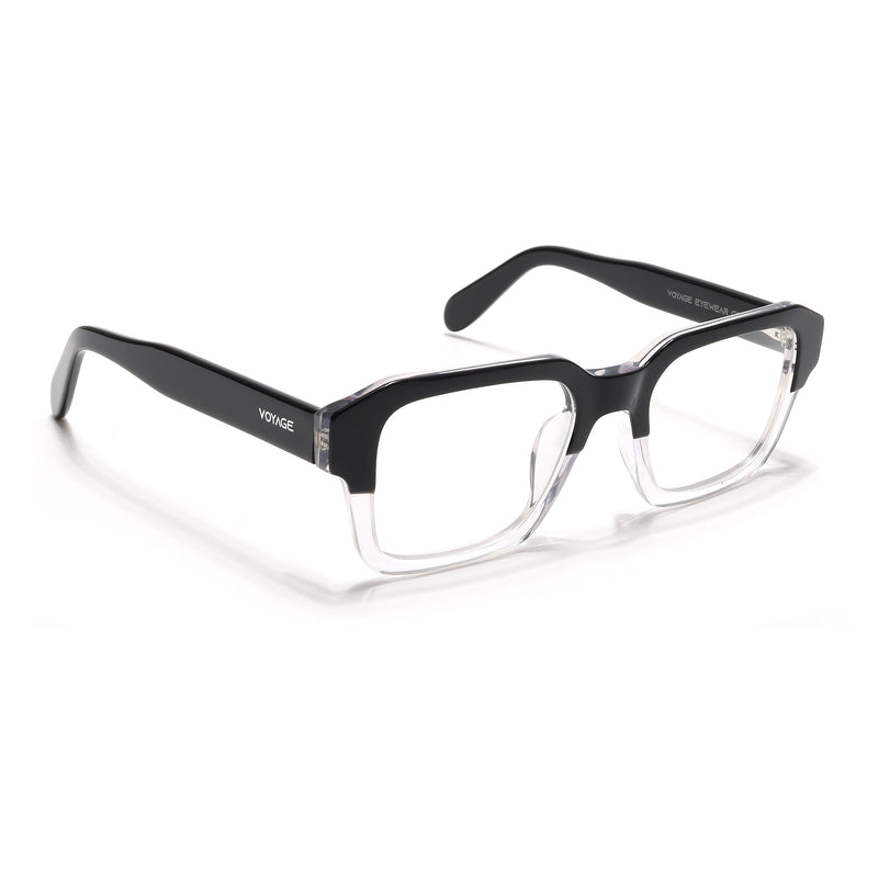 Voyage Glaze Black & Transparent Square Eyeglasses for Men & Women (7060SLMG6479-C2)