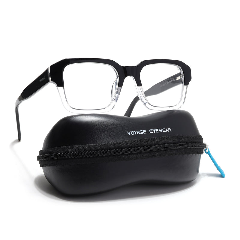 Voyage Glaze Black & Transparent Square Eyeglasses for Men & Women (7060SLMG6479-C2)