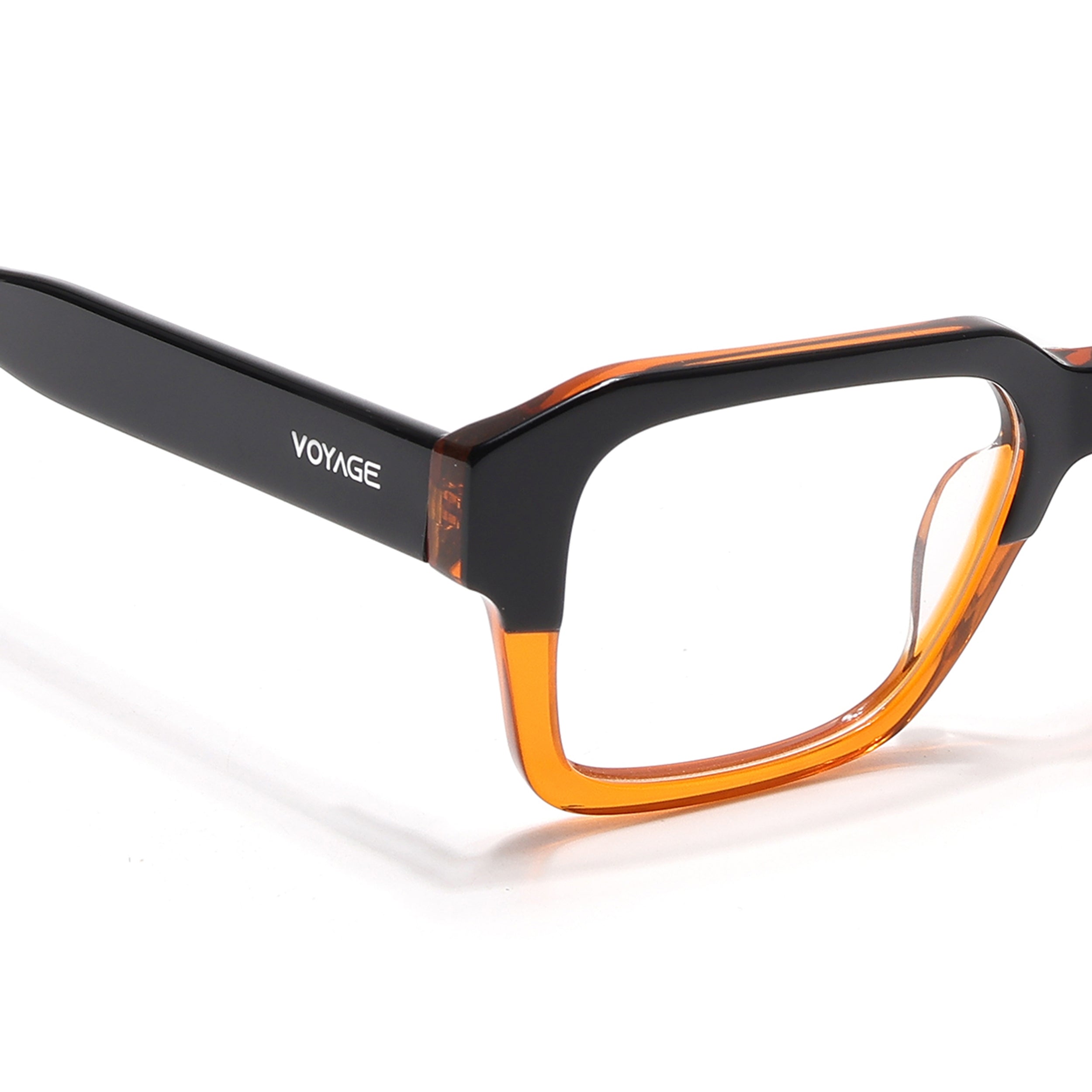 Voyage Glaze Black & Brown Square Eyeglasses for Men & Women (7060SLMG6480-C3)