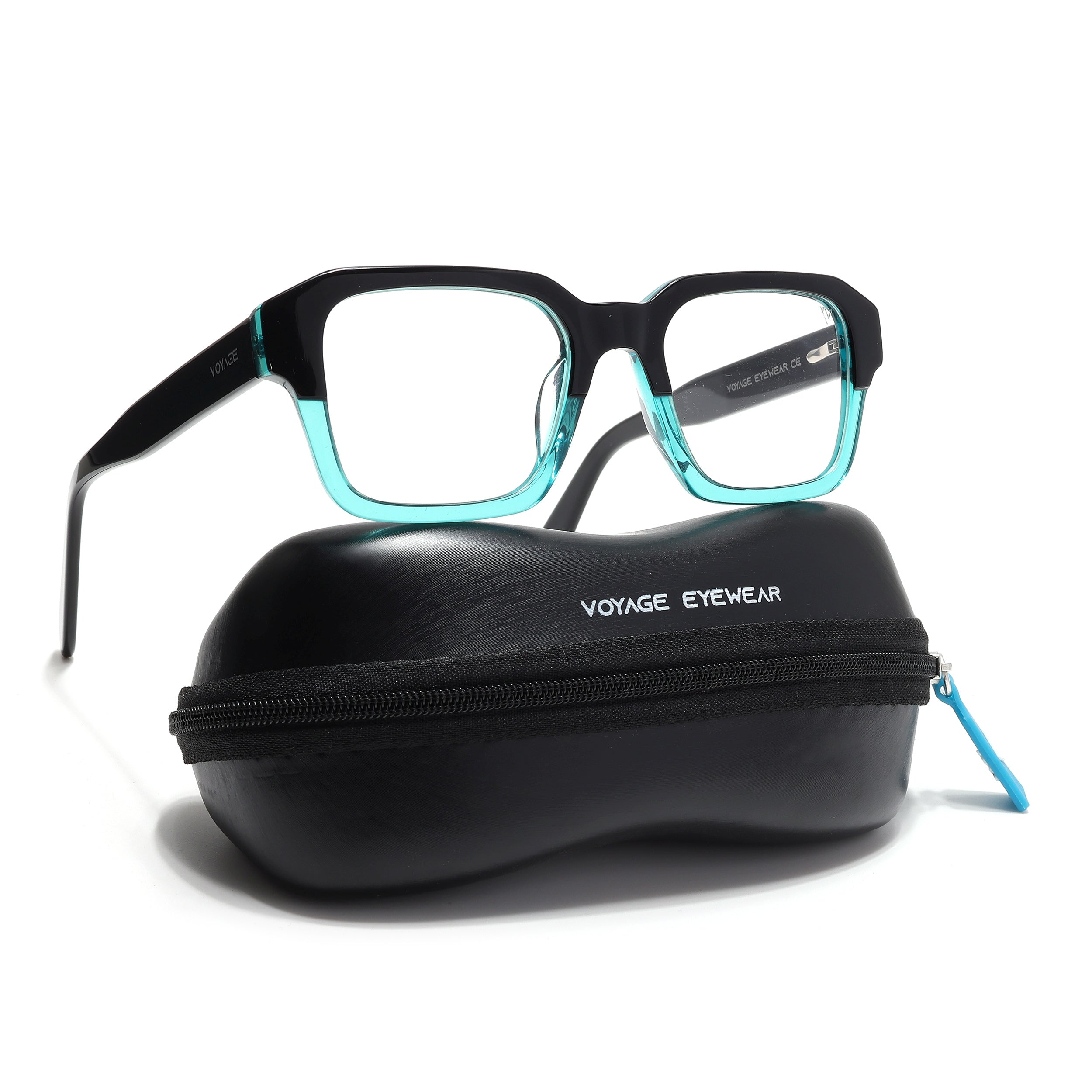 Voyage Glaze Black & Green Square Eyeglasses for Men & Women (7060SLMG6481-C4)