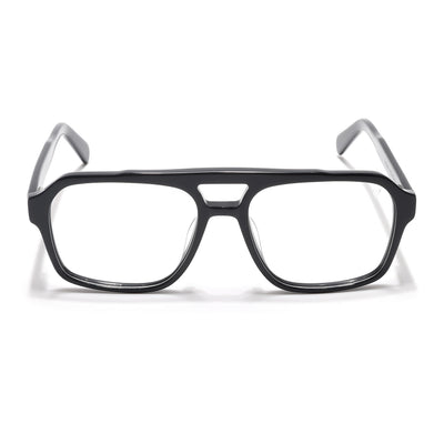 Voyage Glaze Shine Black Square Acetate Eyeglasses for Men & Women (7065SLMG6473-C1)
