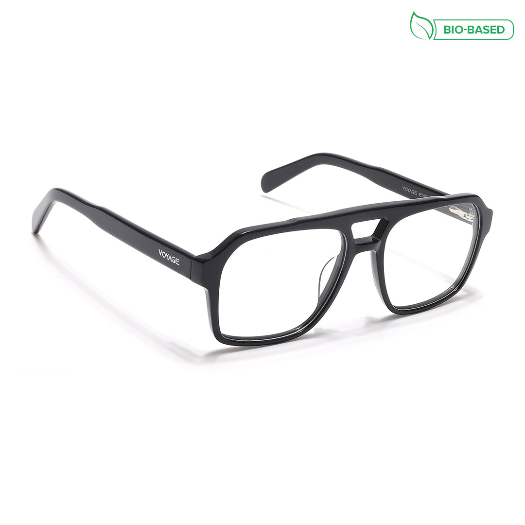 Voyage Glaze Shine Black Square Acetate Eyeglasses for Men & Women (7065SLMG6473-C1)