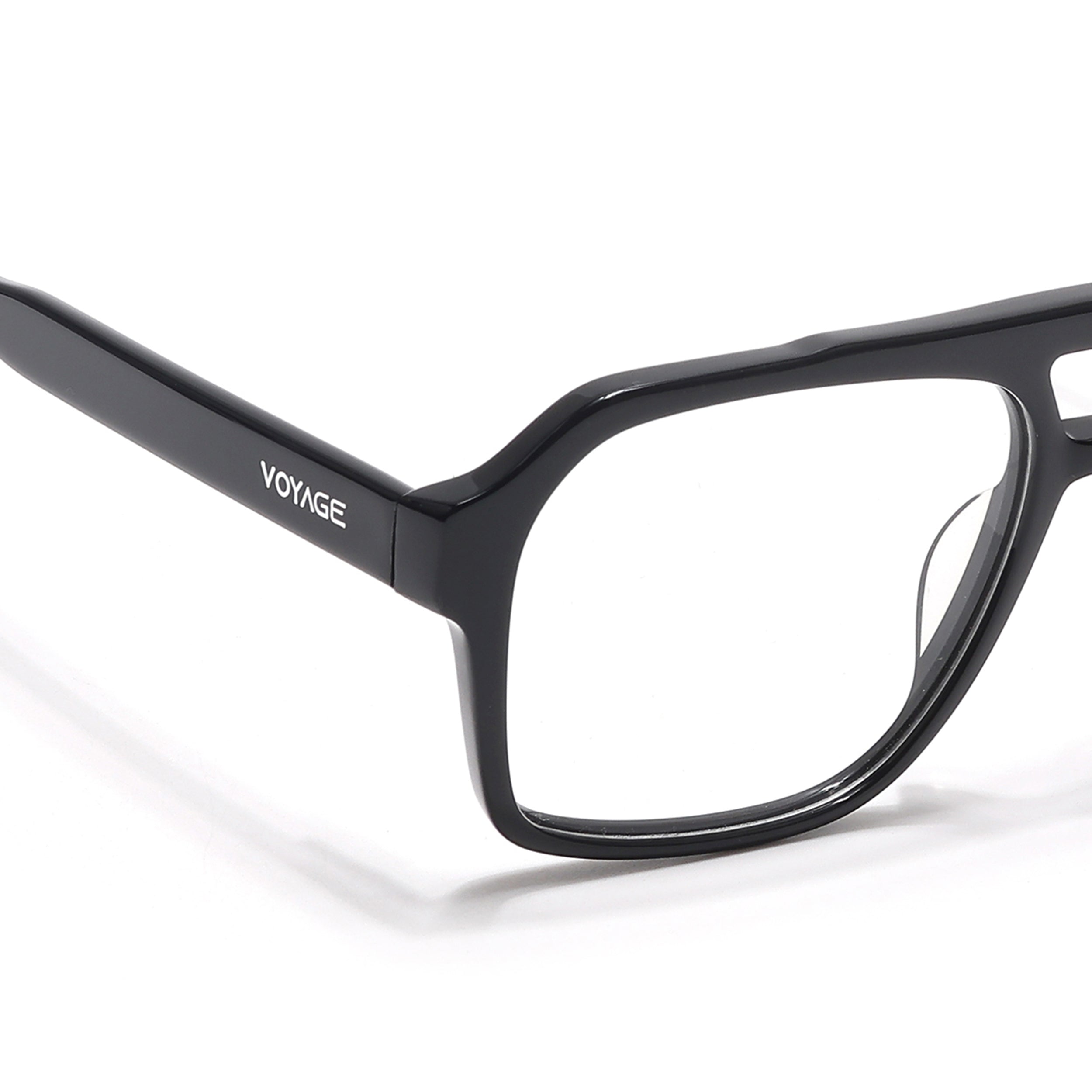 Voyage Glaze Shine Black Square Acetate Eyeglasses for Men & Women (7065SLMG6473-C1)