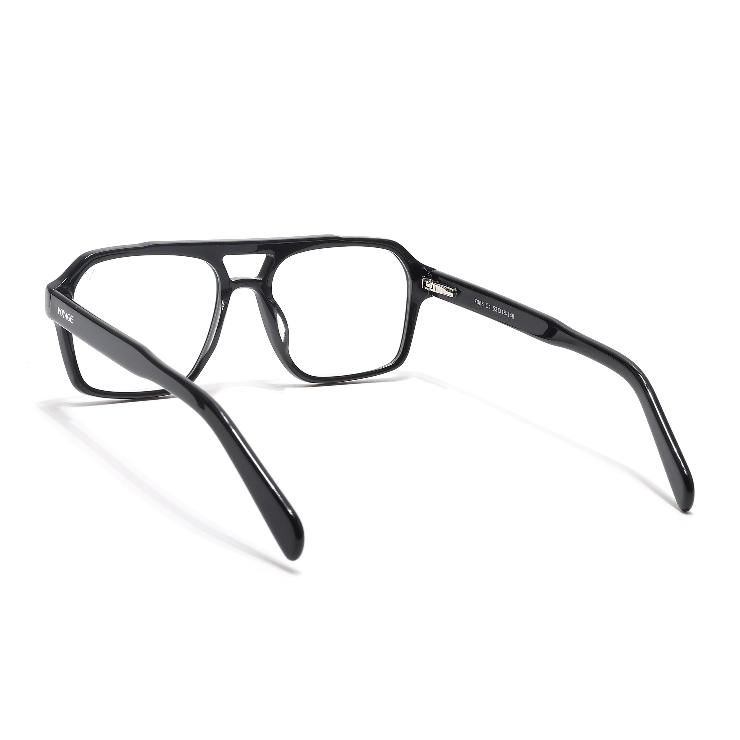 Voyage Glaze Shine Black Square Acetate Eyeglasses for Men & Women (7065SLMG6473-C1)
