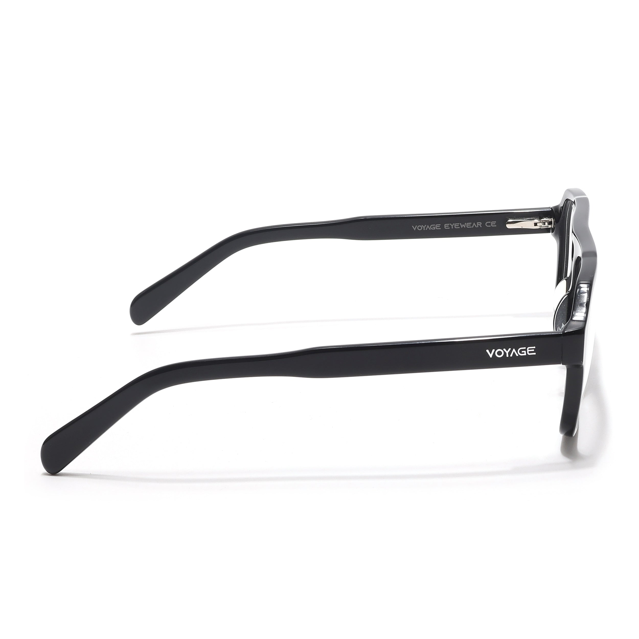 Voyage Glaze Shine Black Square Acetate Eyeglasses for Men & Women (7065SLMG6473-C1)