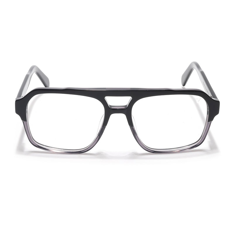 Voyage Glaze  Black & Grey Square Acetate Eyeglasses for Men & Women (7065SLMG6474-C2)