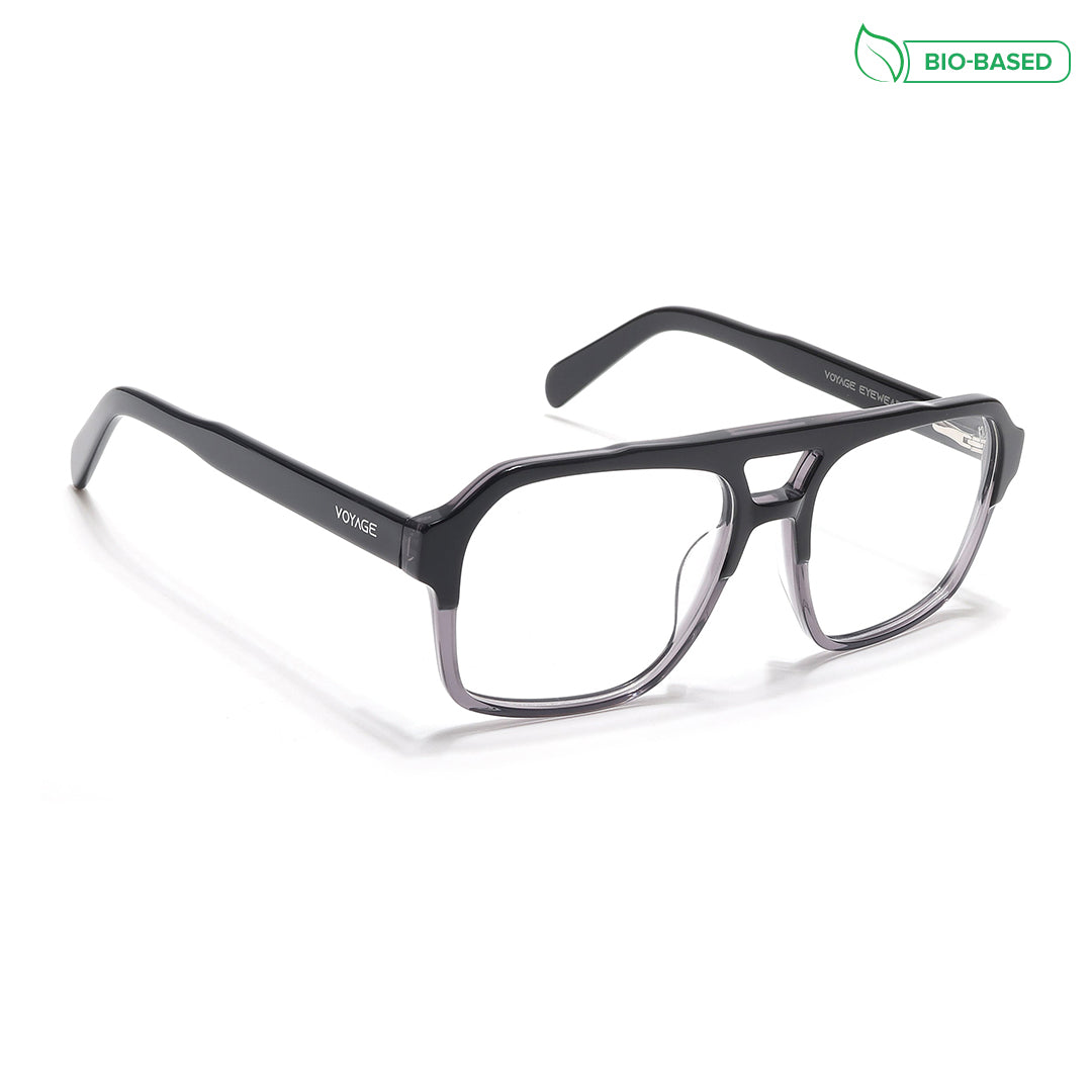 Voyage Glaze  Black & Grey Square Acetate Eyeglasses for Men & Women (7065SLMG6474-C2)
