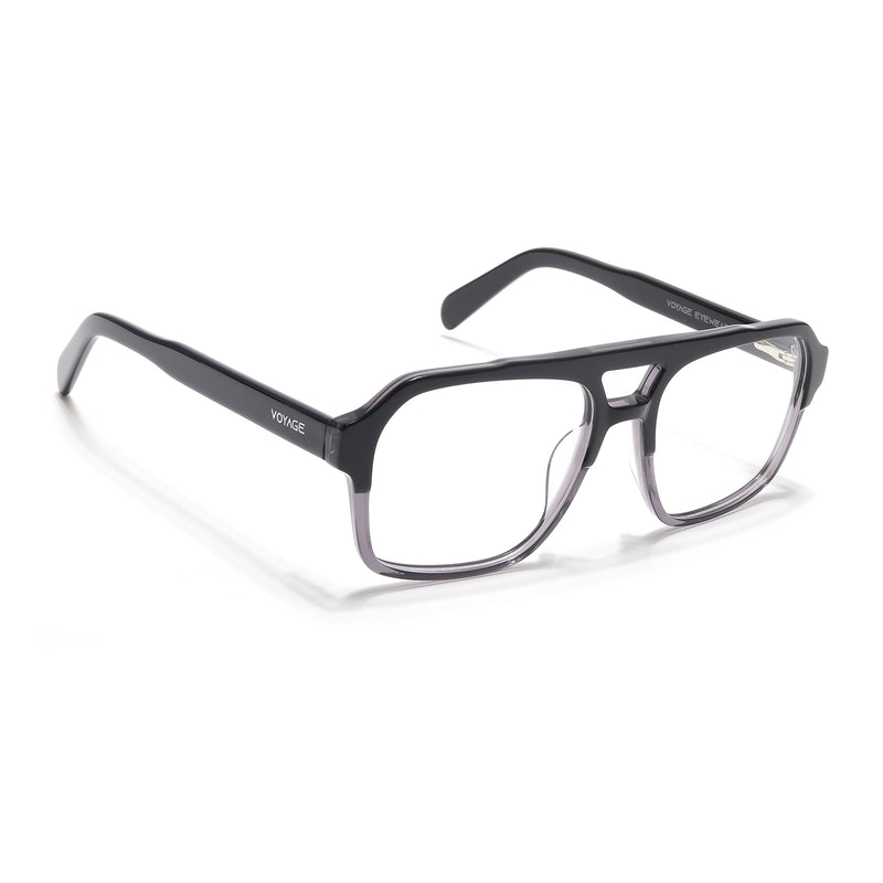 Voyage Glaze  Black & Grey Square Acetate Eyeglasses for Men & Women (7065SLMG6474-C2)