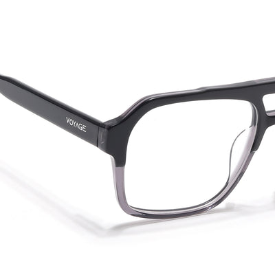 Voyage Glaze  Black & Grey Square Acetate Eyeglasses for Men & Women (7065SLMG6474-C2)