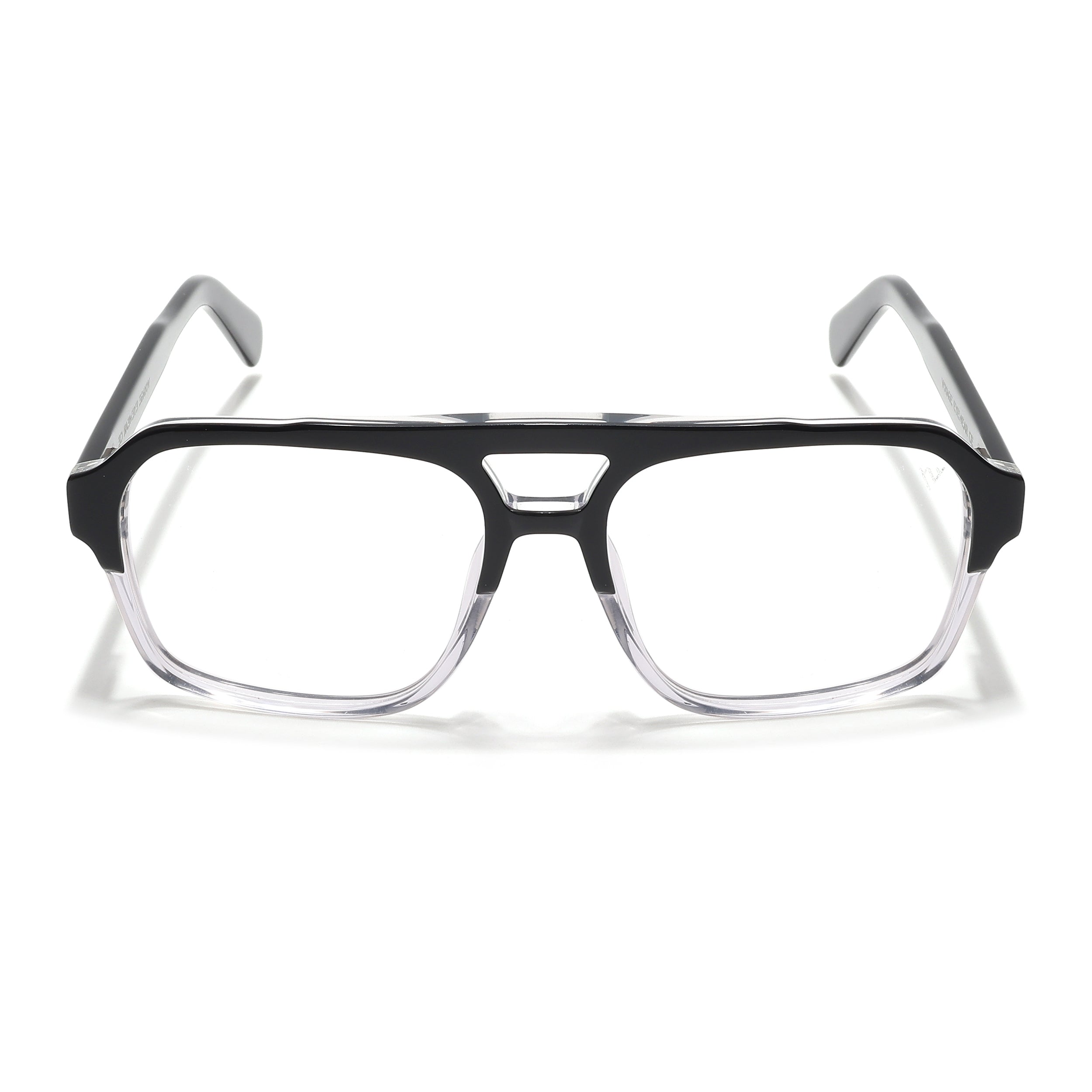 Voyage Glaze Black & Transparent Square Acetate Eyeglasses for Men & Women (7065SLMG6475-C3)