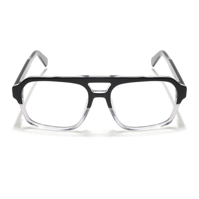 Voyage Glaze Black & Transparent Square Acetate Eyeglasses for Men & Women (7065SLMG6475-C3)