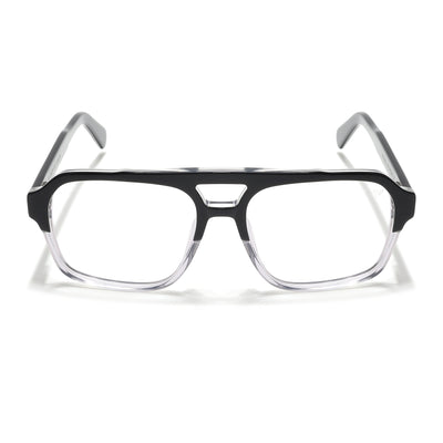 Voyage Glaze Black & Transparent Square Acetate Eyeglasses for Men & Women (7065SLMG6475-C3)