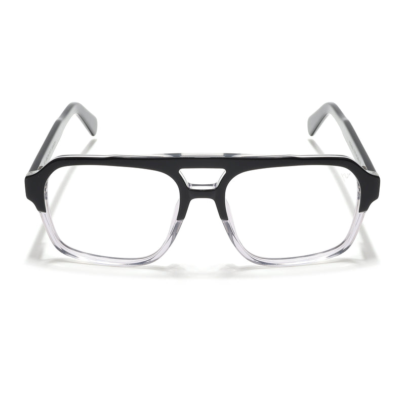 Voyage Glaze Black & Transparent Square Acetate Eyeglasses for Men & Women (7065SLMG6475-C3)