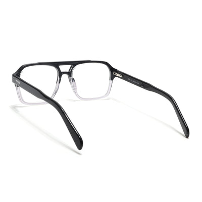 Voyage Glaze Black & Transparent Square Acetate Eyeglasses for Men & Women (7065SLMG6475-C3)