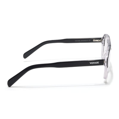 Voyage Glaze Black & Transparent Square Acetate Eyeglasses for Men & Women (7065SLMG6475-C3)