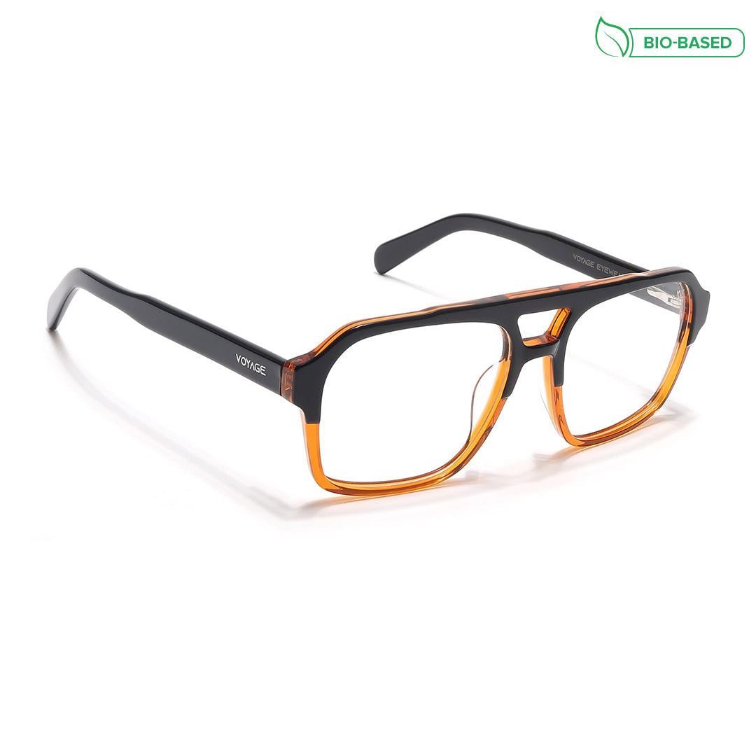 Voyage Glaze Black & Brown Acetate Eyeglasses for Men & Women (7065SLMG6476-C4)