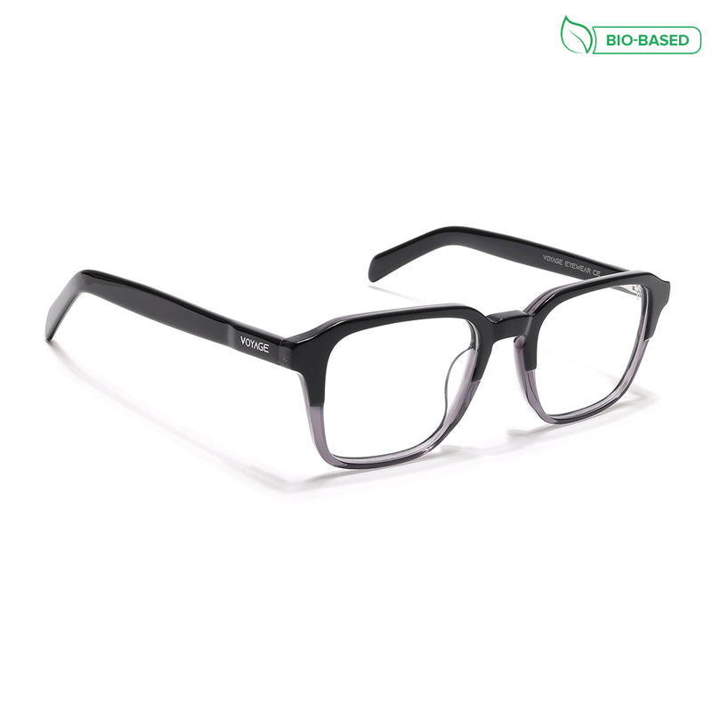 Voyage Glaze Black & Grey Square Eyeglasses for Men & Women (7066SLMG6483-C2)