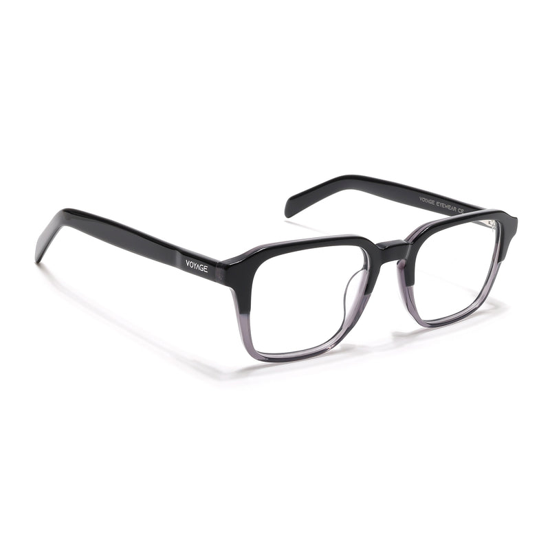 Voyage Glaze Black & Grey Square Eyeglasses for Men & Women (7066SLMG6483-C2)