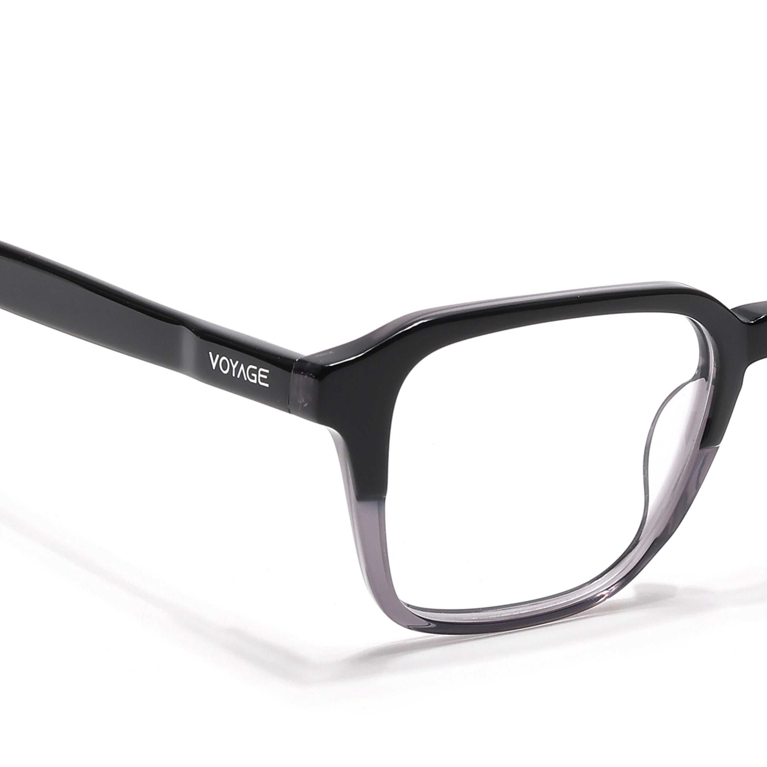 Voyage Glaze Black & Grey Square Eyeglasses for Men & Women (7066SLMG6483-C2)