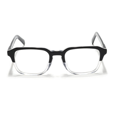 Voyage Glaze Black & Transparent Square Eyeglasses for Men & Women (7066SLMG6484-C3)