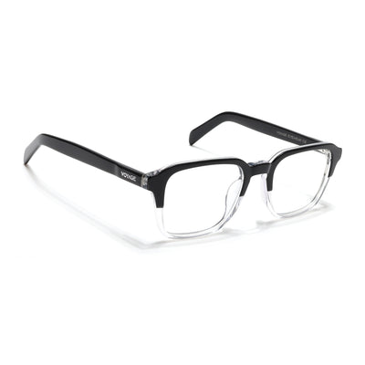 Voyage Glaze Black & Transparent Square Eyeglasses for Men & Women (7066SLMG6484-C3)