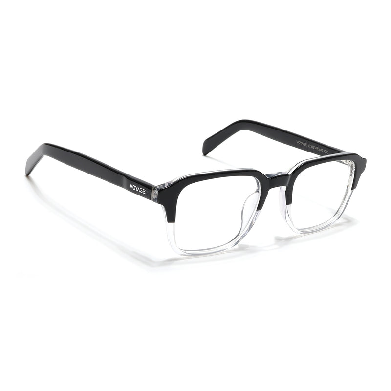 Voyage Glaze Black & Transparent Square Eyeglasses for Men & Women (7066SLMG6484-C3)