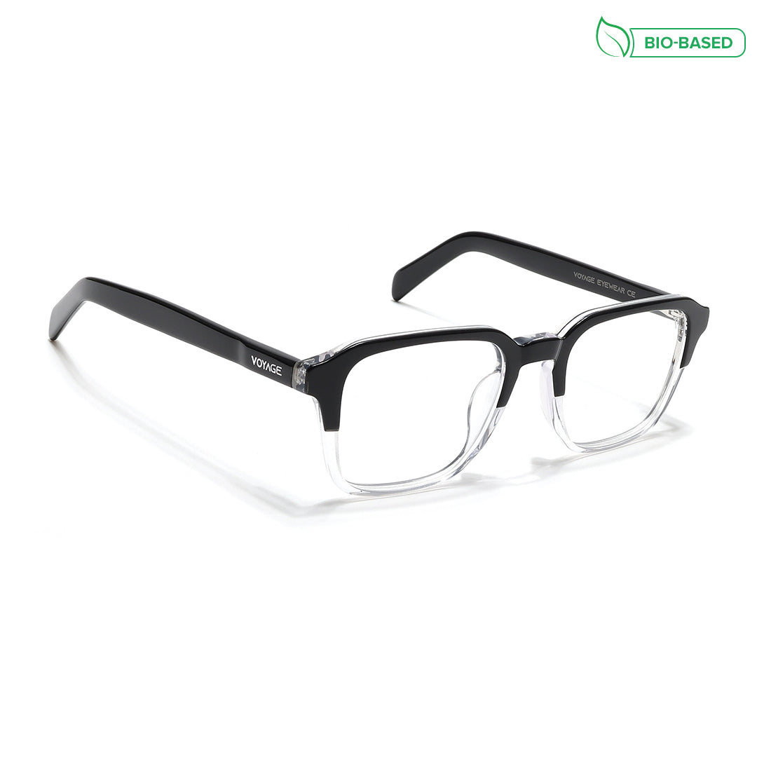 Voyage Glaze Black & Transparent Square Eyeglasses for Men & Women (7066SLMG6484-C3)