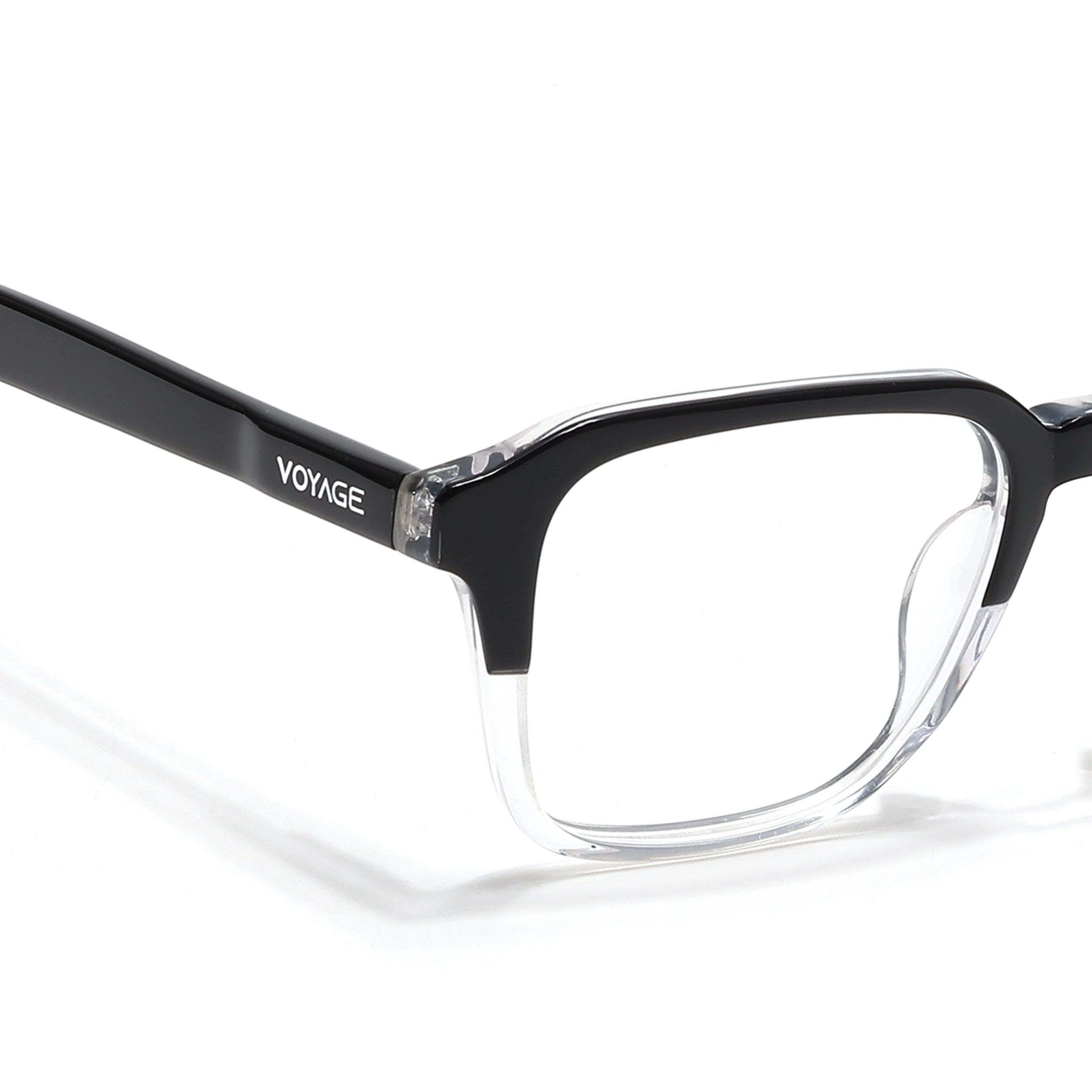 Voyage Glaze Black & Transparent Square Eyeglasses for Men & Women (7066SLMG6484-C3)
