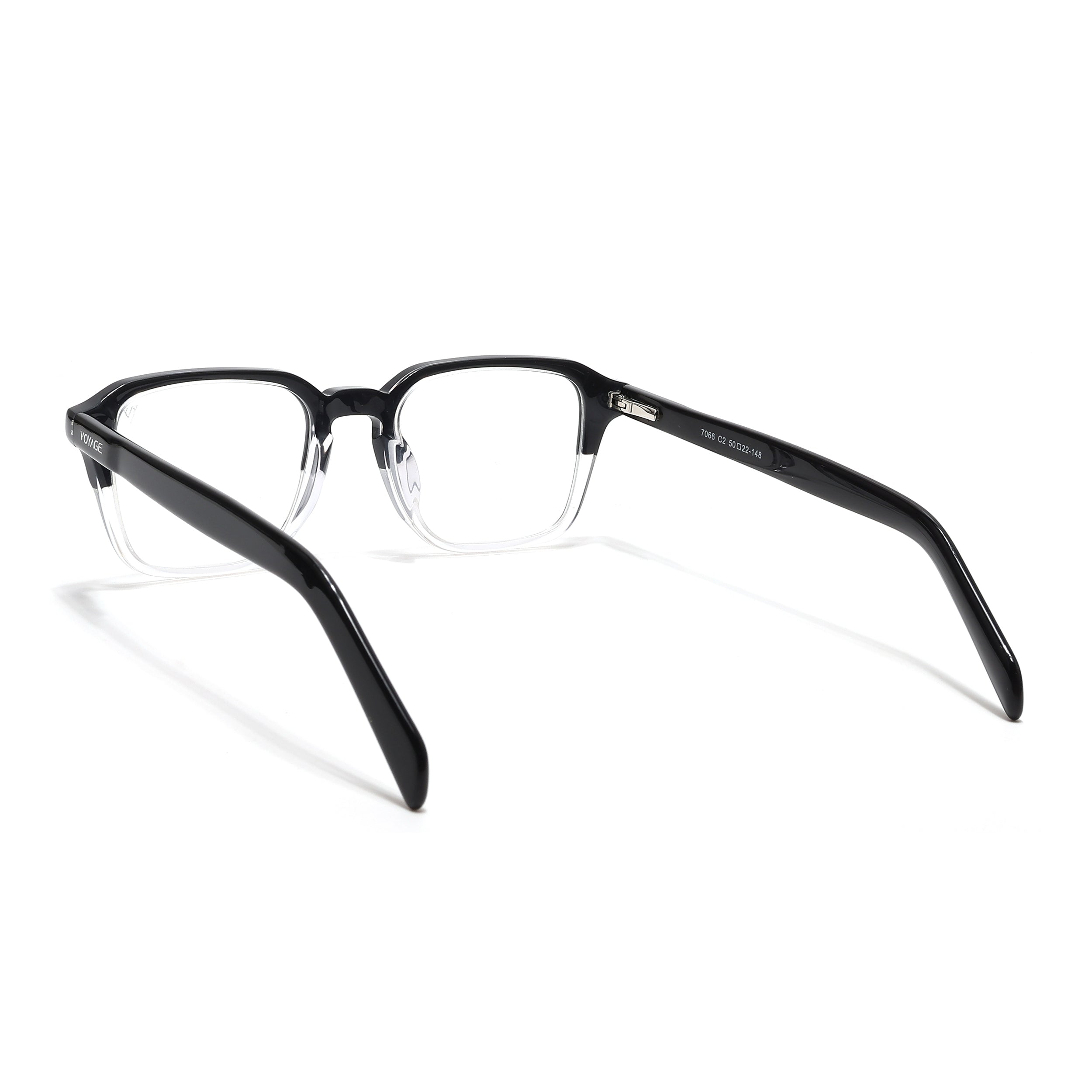 Voyage Glaze Black & Transparent Square Eyeglasses for Men & Women (7066SLMG6484-C3)