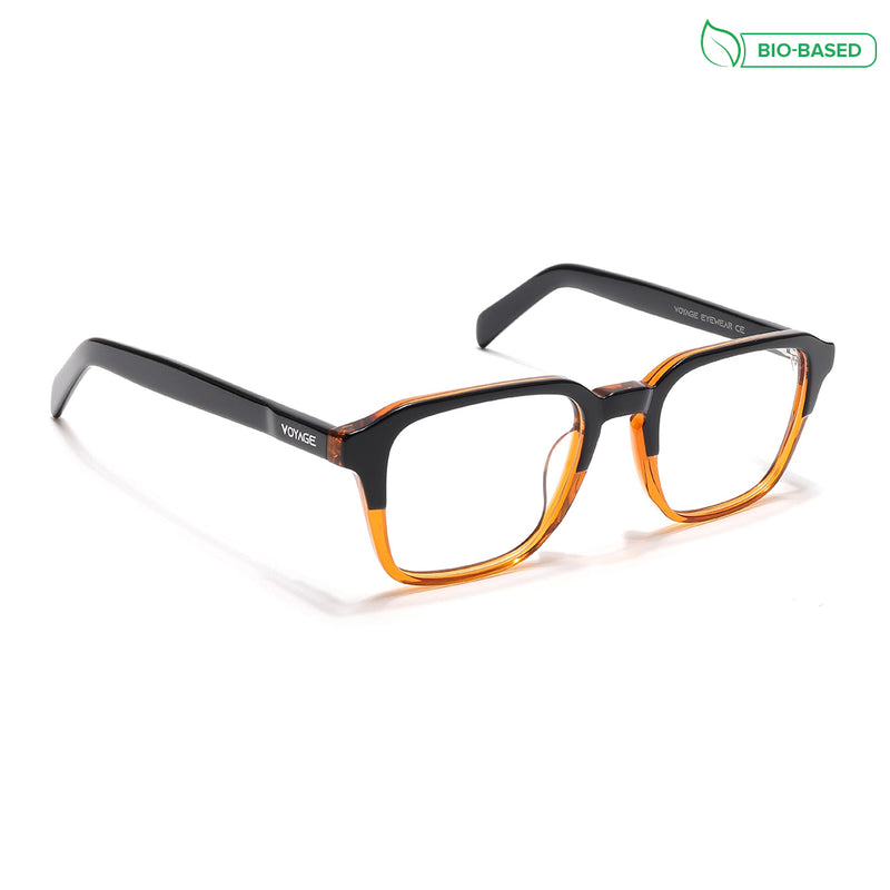 Voyage Glaze Black & Brown Square Eyeglasses for Men & Women (7066SLMG6485-C4)
