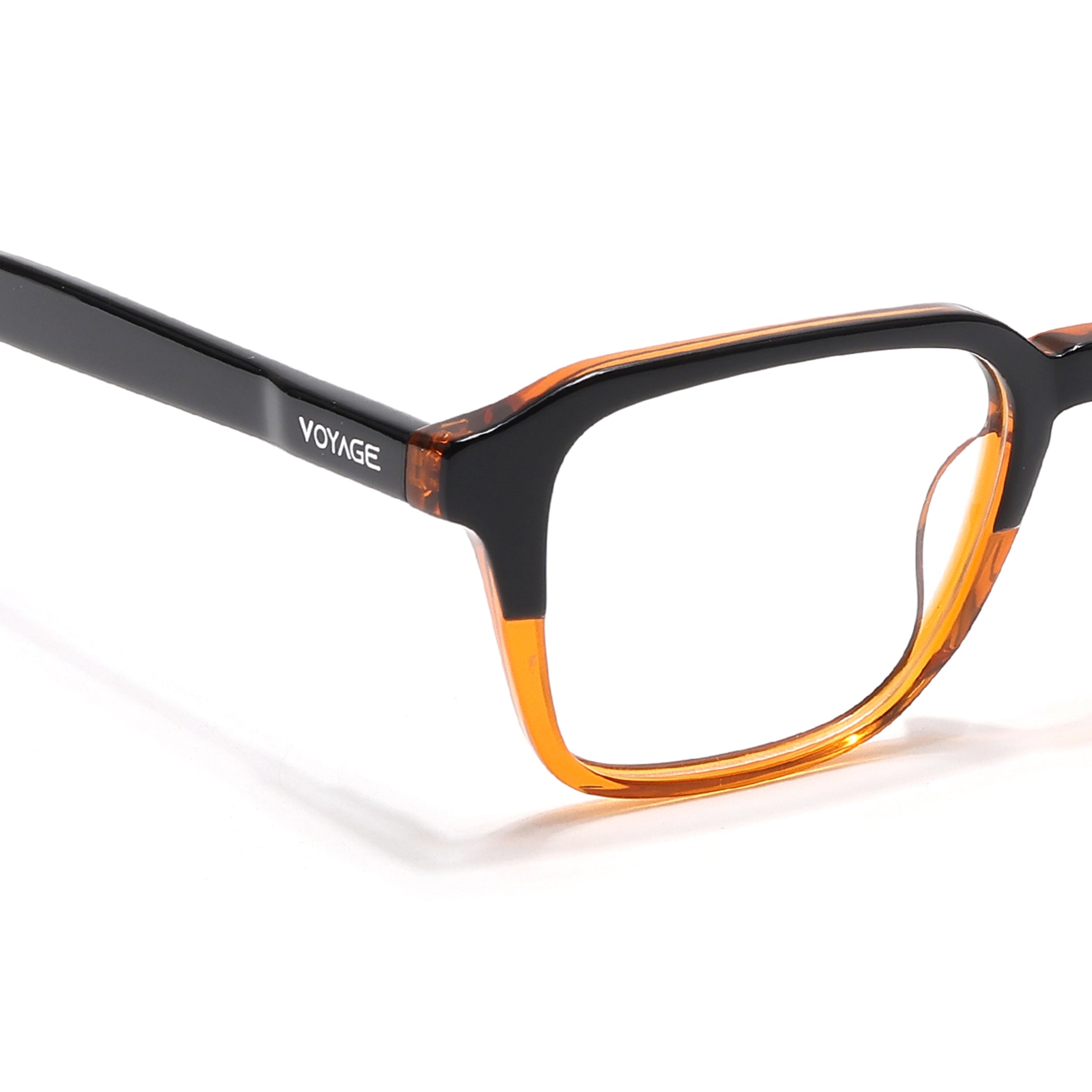 Voyage Glaze Black & Brown Square Eyeglasses for Men & Women (7066SLMG6485-C4)