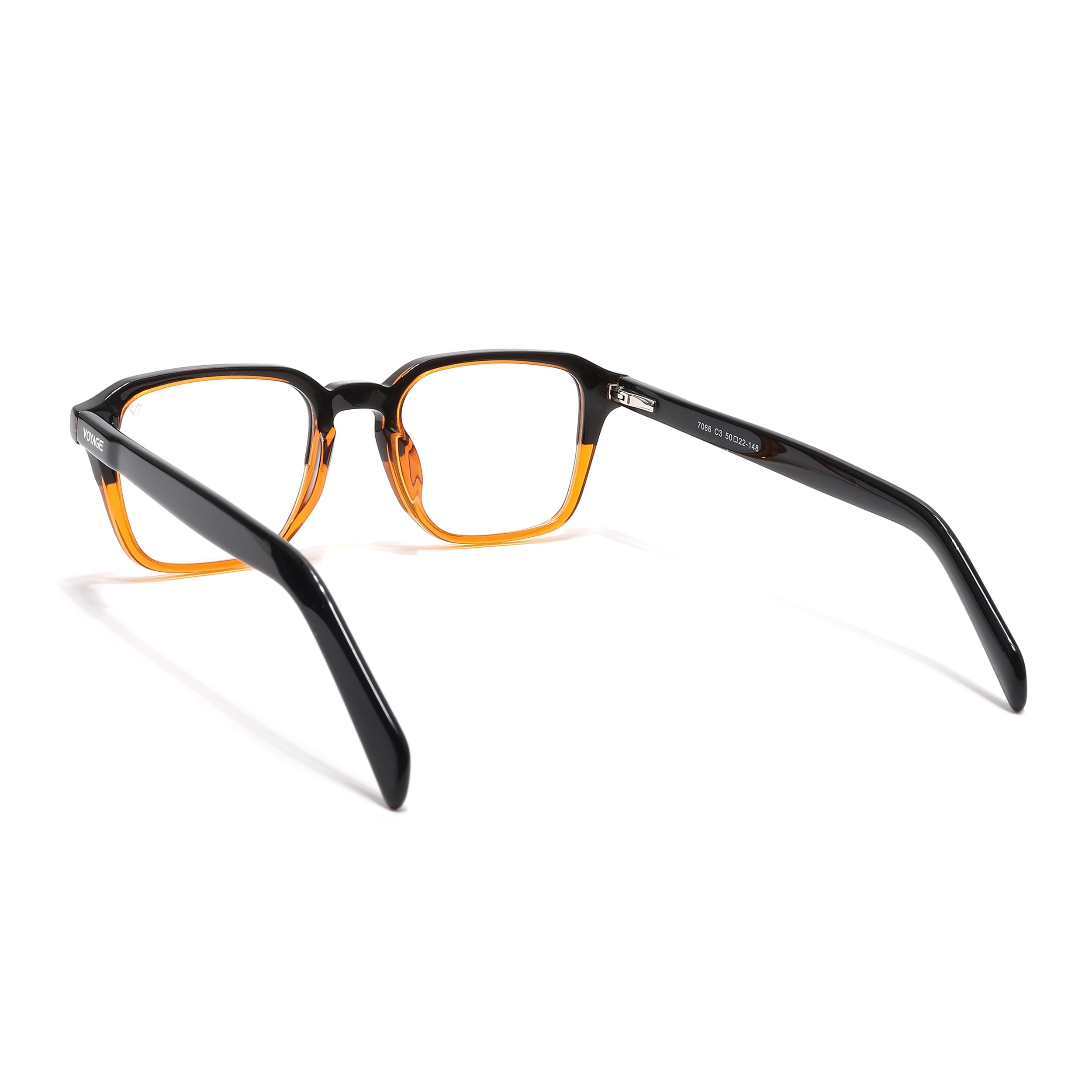 Voyage Glaze Black & Brown Square Eyeglasses for Men & Women (7066SLMG6485-C4)
