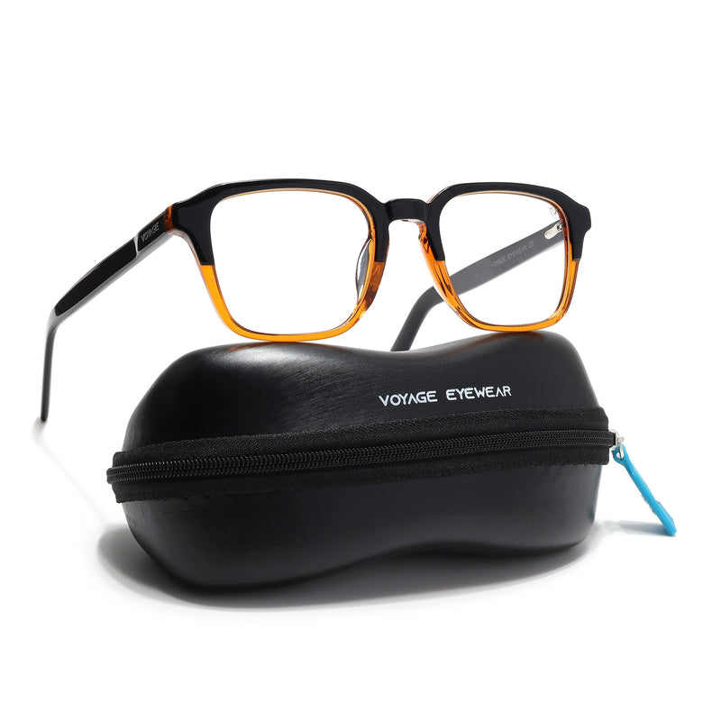 Voyage Glaze Black & Brown Square Eyeglasses for Men & Women (7066SLMG6485-C4)