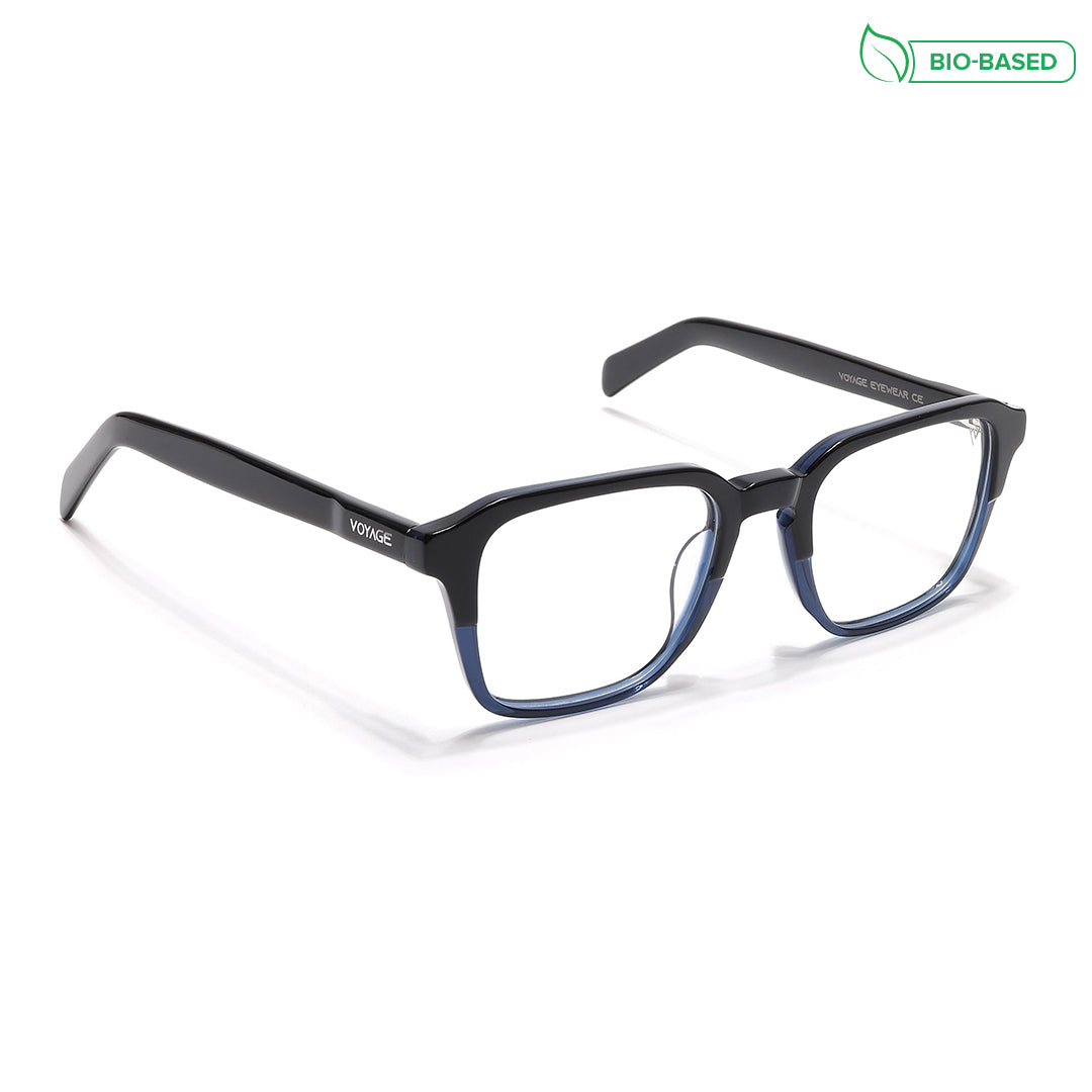 Voyage Glaze Black & Blue Square Eyeglasses for Men & Women (7066SLMG6486-C5)