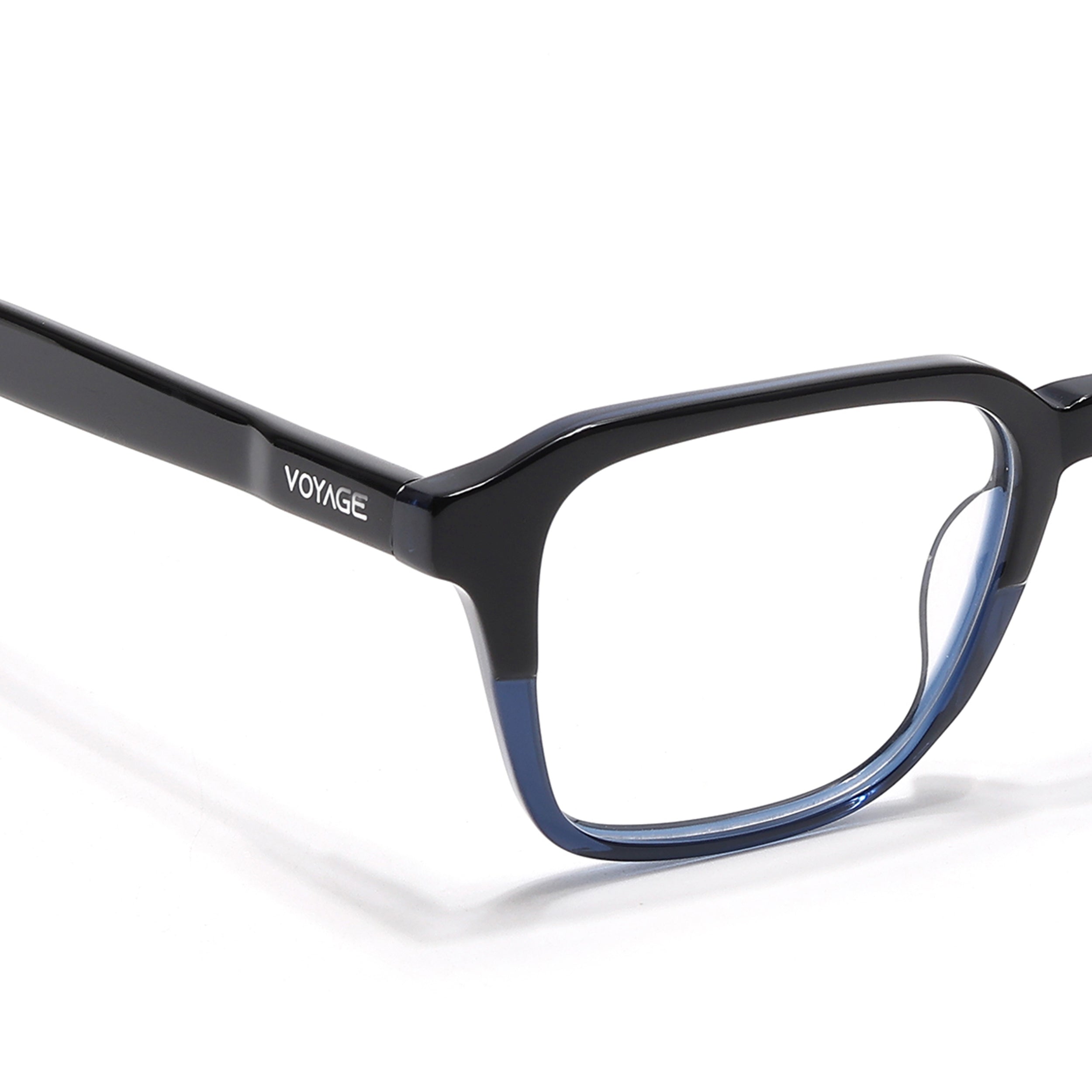 Voyage Glaze Black & Blue Square Eyeglasses for Men & Women (7066SLMG6486-C5)