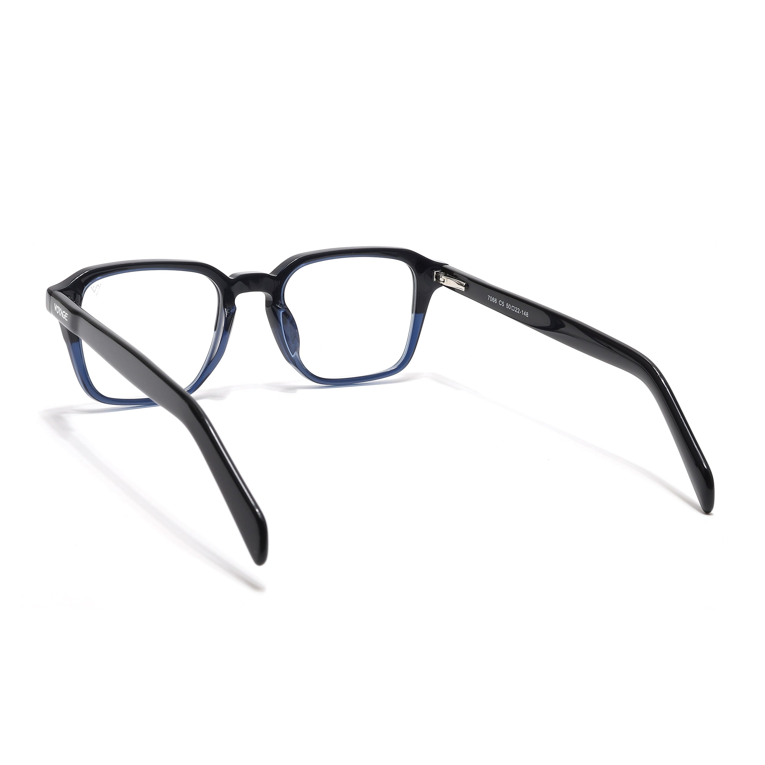 Voyage Glaze Black & Blue Square Eyeglasses for Men & Women (7066SLMG6486-C5)