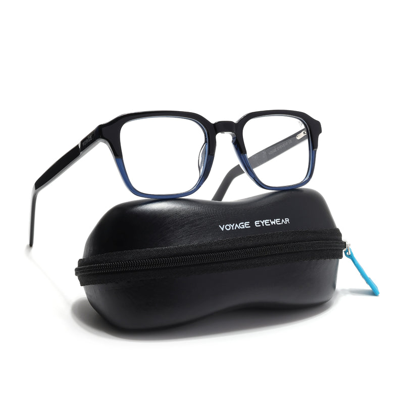 Voyage Glaze Black & Blue Square Eyeglasses for Men & Women (7066SLMG6486-C5)