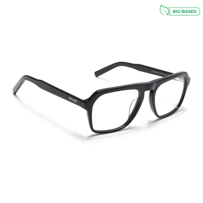 Voyage Glaze Shine Black Square Eyeglasses for Men & Women (7067SLMG6487-C1)