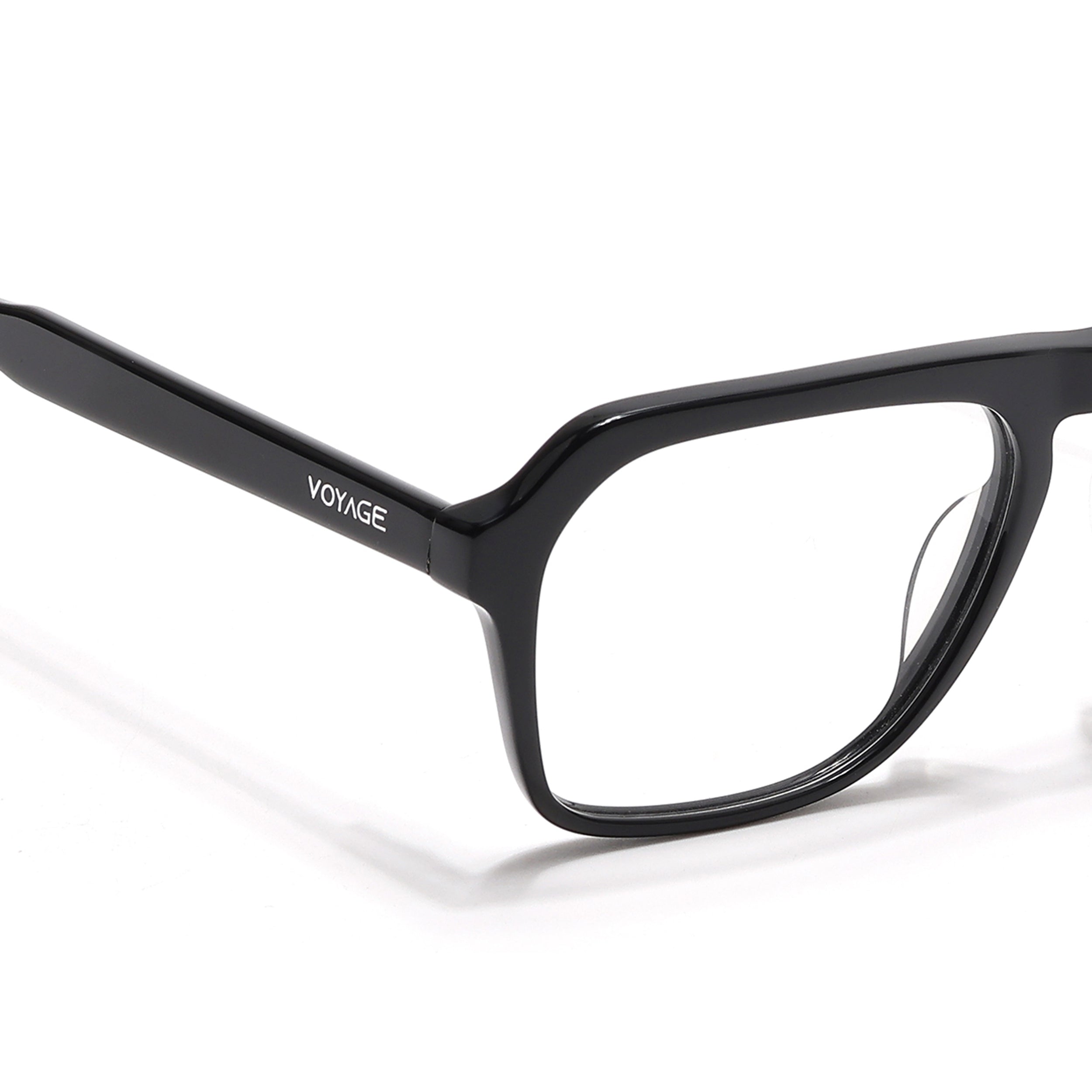 Voyage Glaze Shine Black Square Eyeglasses for Men & Women (7067SLMG6487-C1)