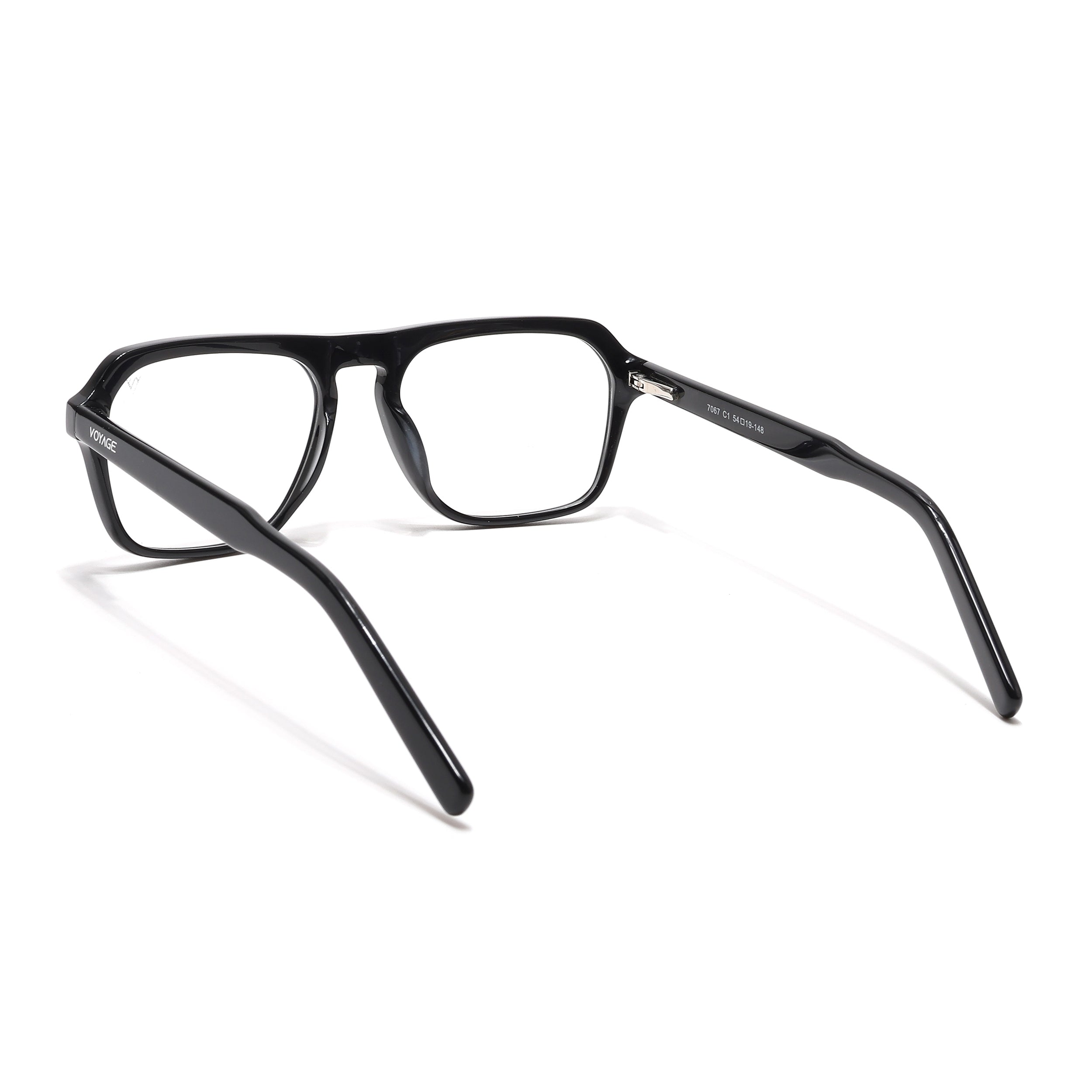 Voyage Glaze Shine Black Square Eyeglasses for Men & Women (7067SLMG6487-C1)