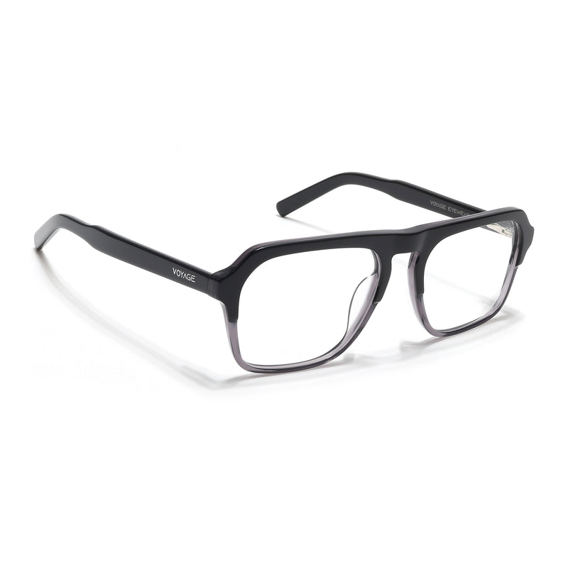 Voyage Glaze Black & Grey Square Eyeglasses for Men & Women (7067SLMG6488-C2)