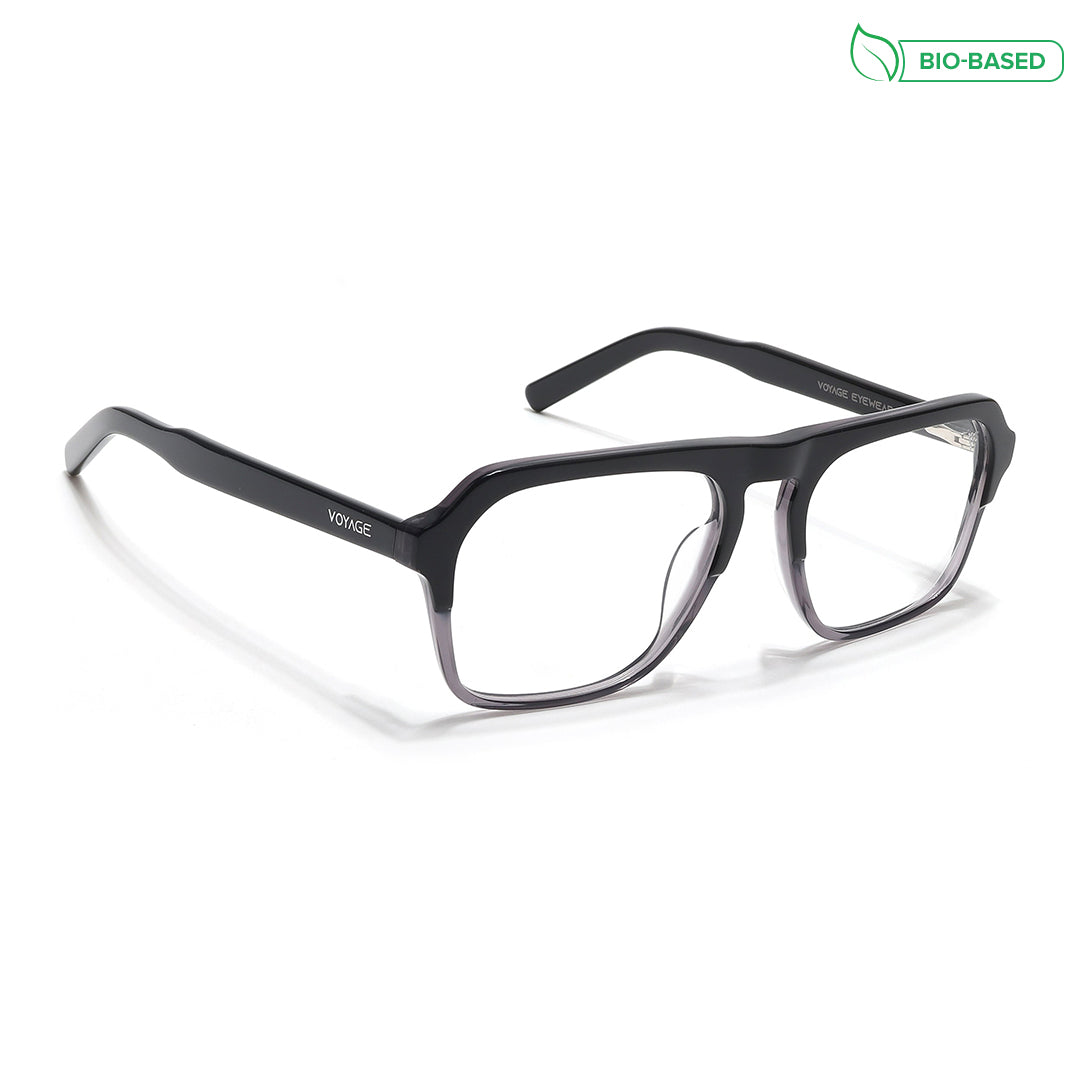 Voyage Glaze Black & Grey Square Eyeglasses for Men & Women (7067SLMG6488-C2)