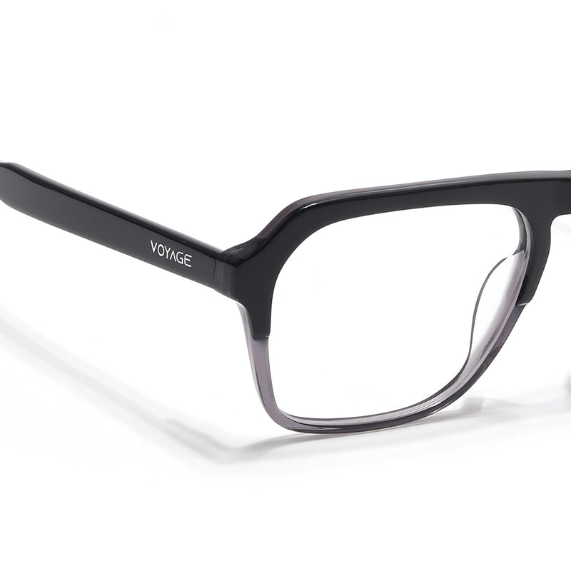 Voyage Glaze Black & Grey Square Eyeglasses for Men & Women (7067SLMG6488-C2)