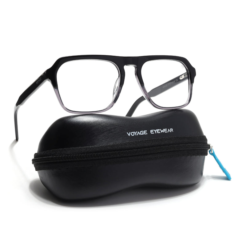 Voyage Glaze Black & Grey Square Eyeglasses for Men & Women (7067SLMG6488-C2)