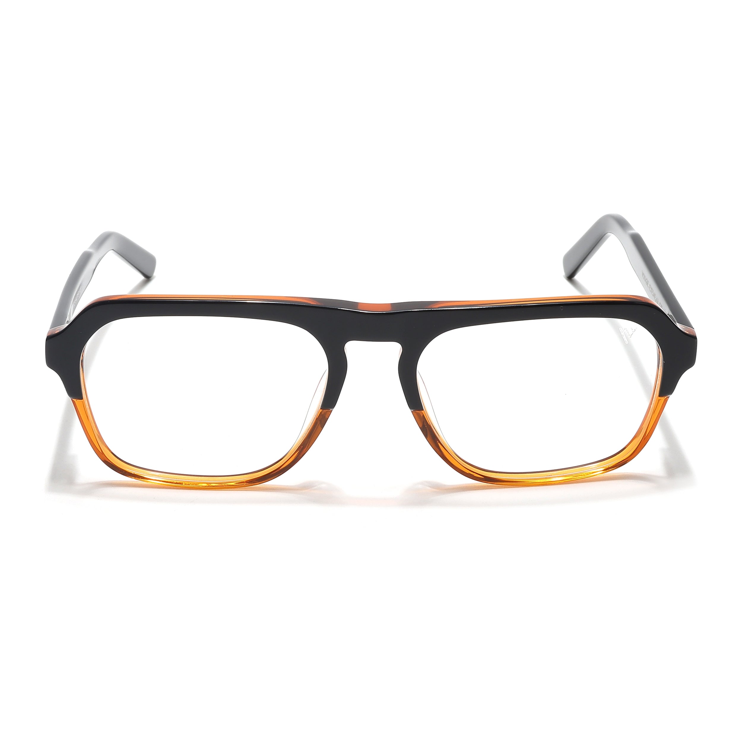 Voyage Glaze Black & Brown Square Eyeglasses for Men & Women (7067SLMG6489-C3)